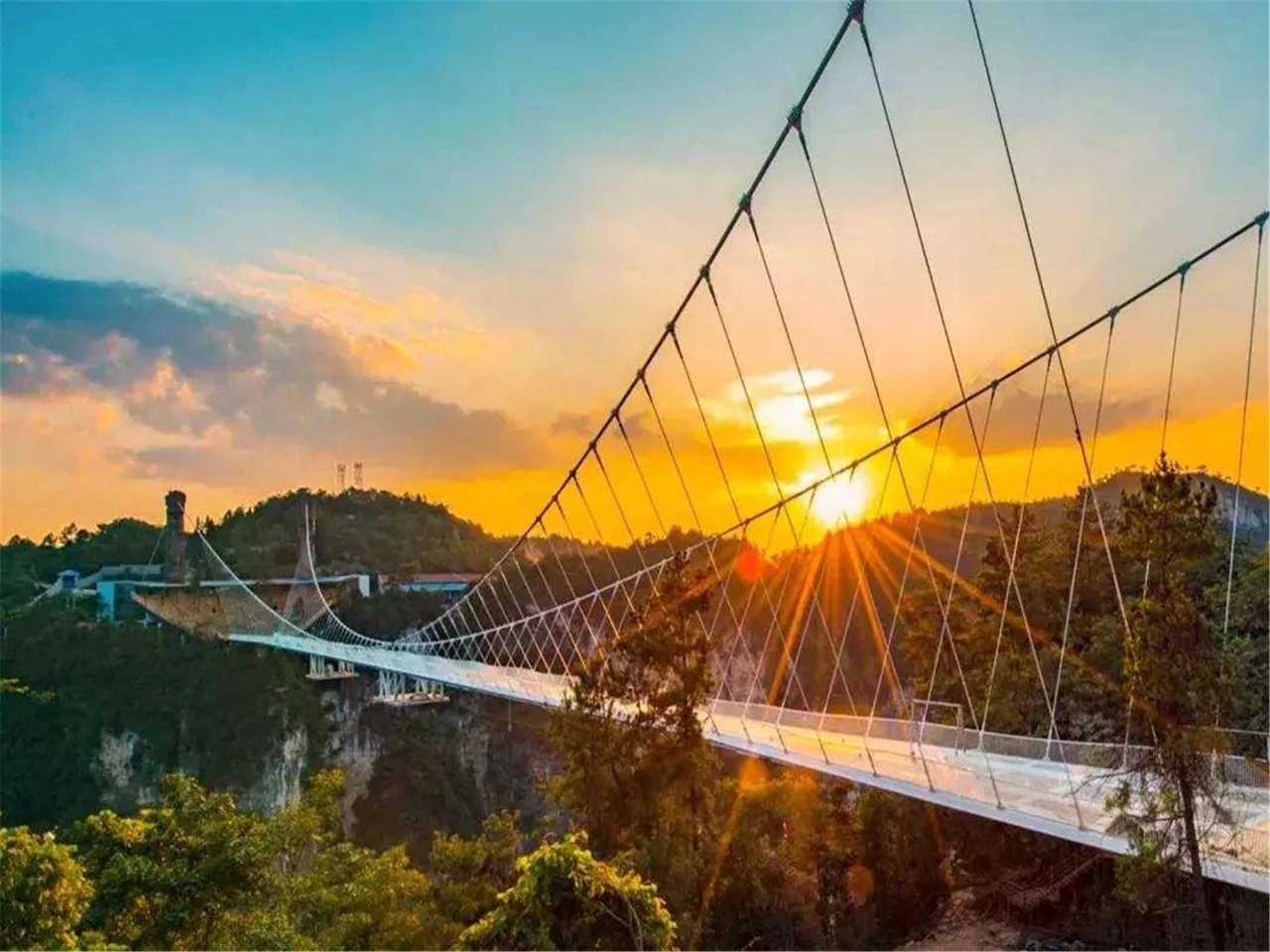 World famous Zhangjiajie Grand Canyon Glass Bridge suspension