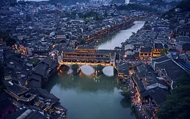 Fenghuang Ancient Town Aerial View – Drone Photography