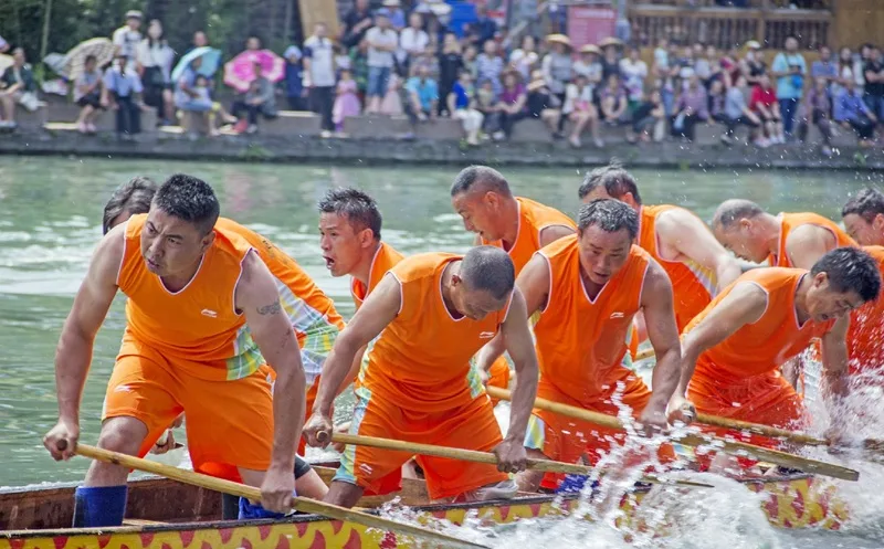 Dragon Boat Race at the Dragon Boat Festival in Fenghuang Ancient Town