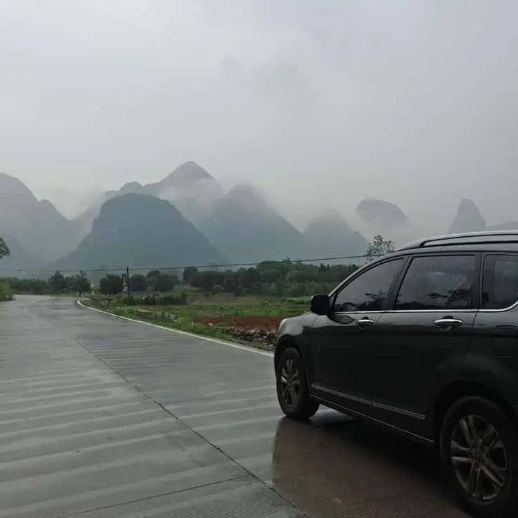 Driving on a mountain road in Zhangjiajie