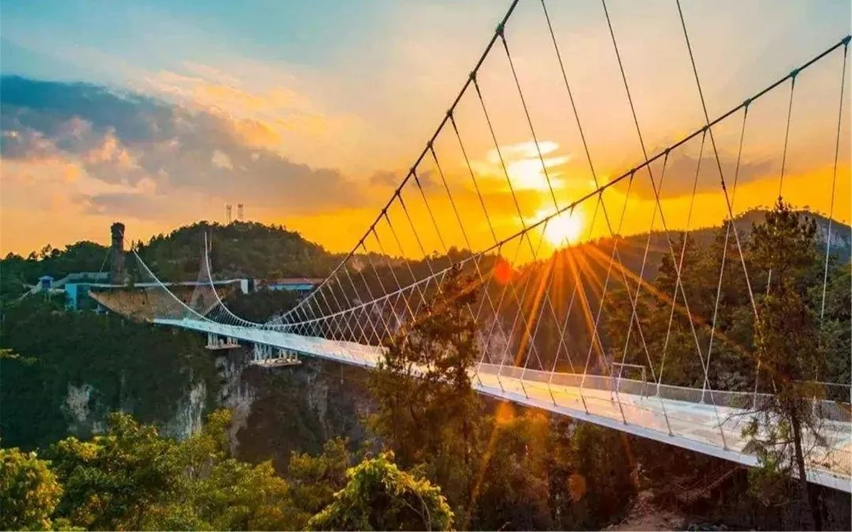 World famous Zhangjiajie Grand Canyon Glass Bridge suspension