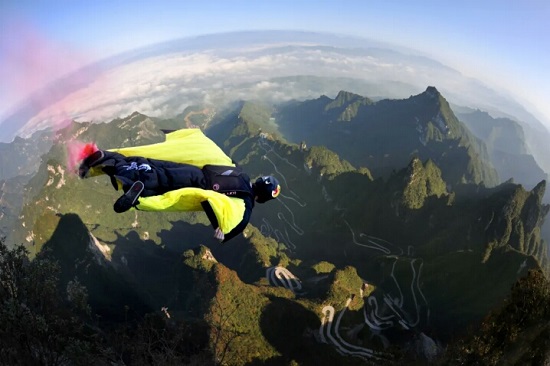 Wingsuits Flying over Zhangjiajie Tianmen Mountain